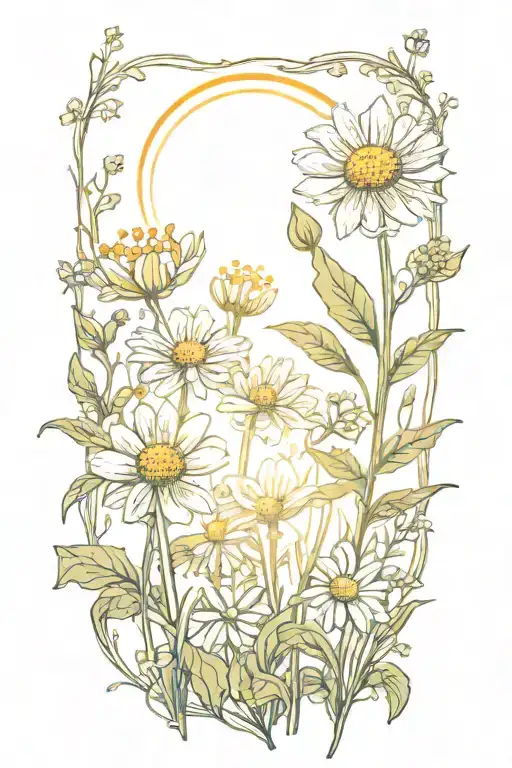 Natural Wild Flowers With A Sun Shining