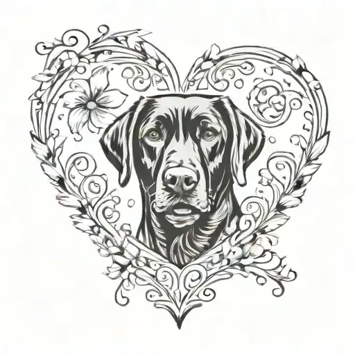 Black Labrador In Heart