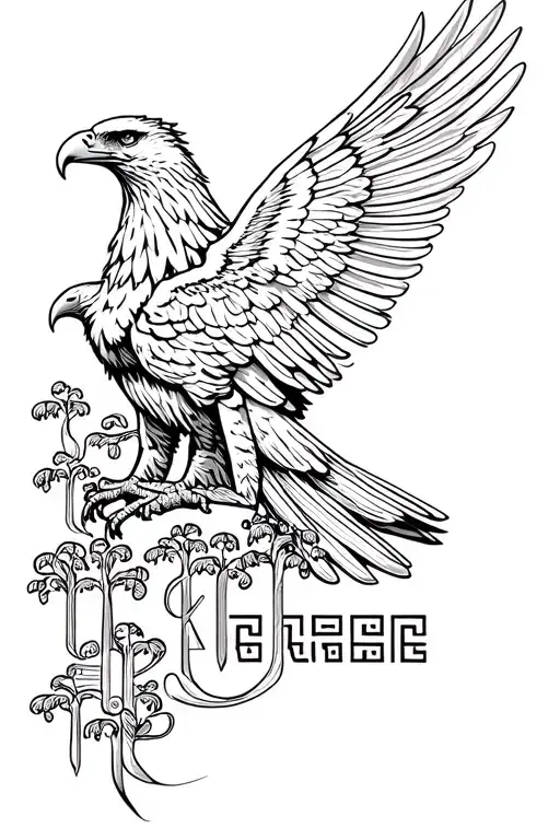 Eagle And Some Greek Symbols With Roman Number Great Trees