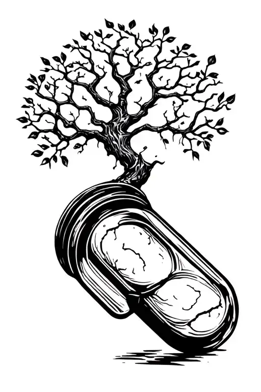 Tree Of Life Growing From A Broken Pill Bottle Morphing