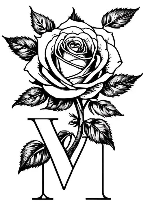 Rose Combined With Letter M And Y
