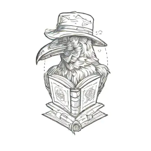 A Raven Wearing A Hat And Holding A Book