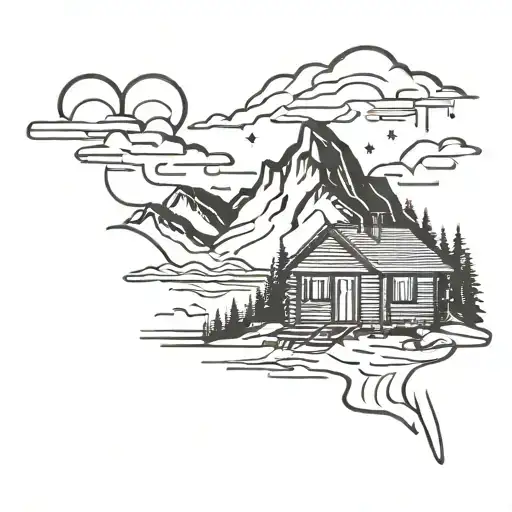 Mountain Morning Sun With Mountain Hut