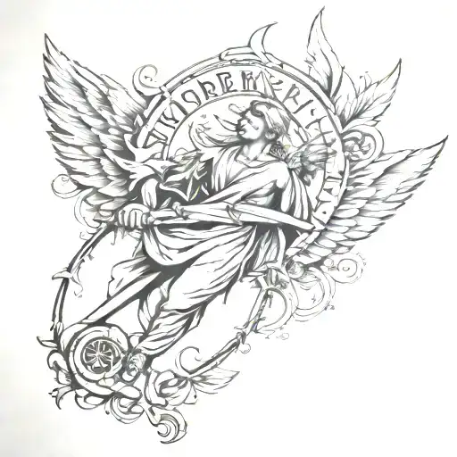 Angel With Roman Numerals And A Bear Claw Forearm
