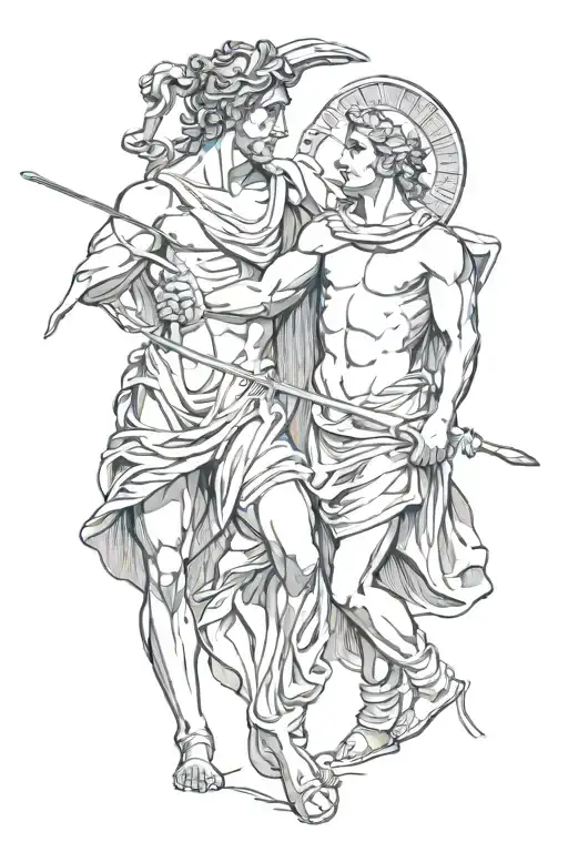 Achilles Fighting Hector Greek Art Abstract