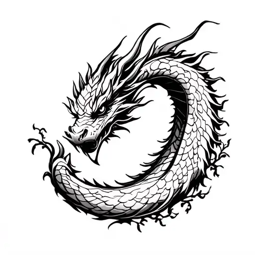 Dragon With Vine Along Sternum