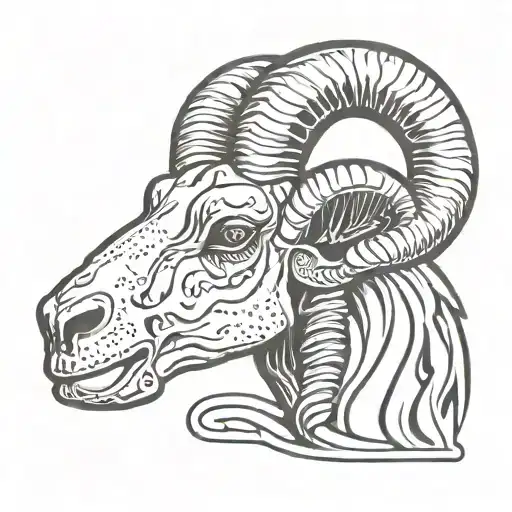 Ram Skull With Goatie And Arm Band Design