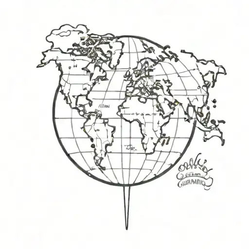 Globe Outlined With My Wife And Daughters Names Written