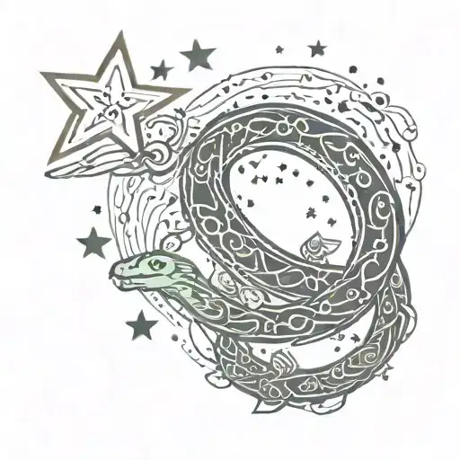 Place The Name Mergi With Star Rays And A Snake