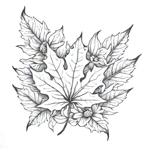 Maple Leaf And Daisy Flower