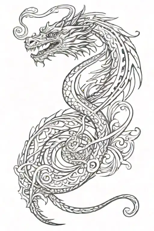 Dragon With Two Wings In The Shape Of A Treble Clef
