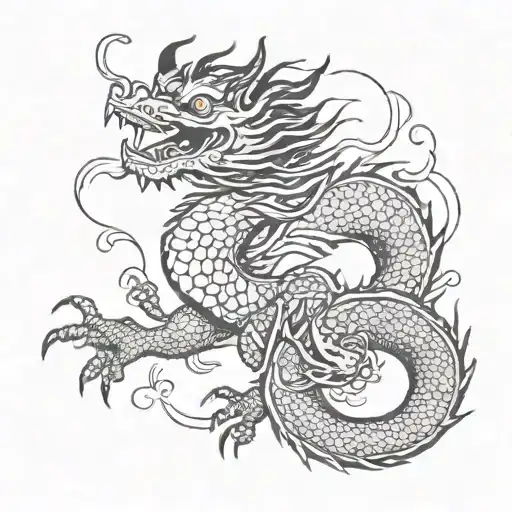 Japanese Dragon With Ohm Sign