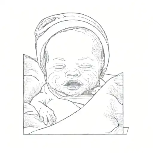 A Newborn Baby In A Hospital Bed