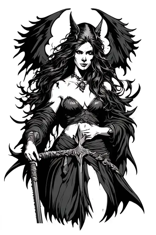 Morrigan Goddess Of Death Holding A Spear