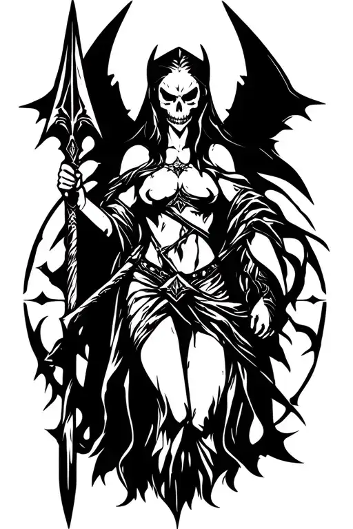 Morrigan Goddess Of Death Holding A Spear