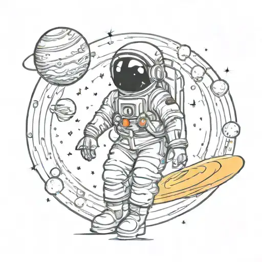 Astronaut On A Love Planet Saturn