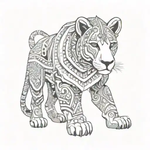 Lioness Full Body Aztec Design Combining