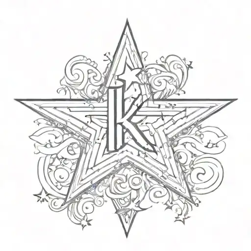 Initials K J With A Star