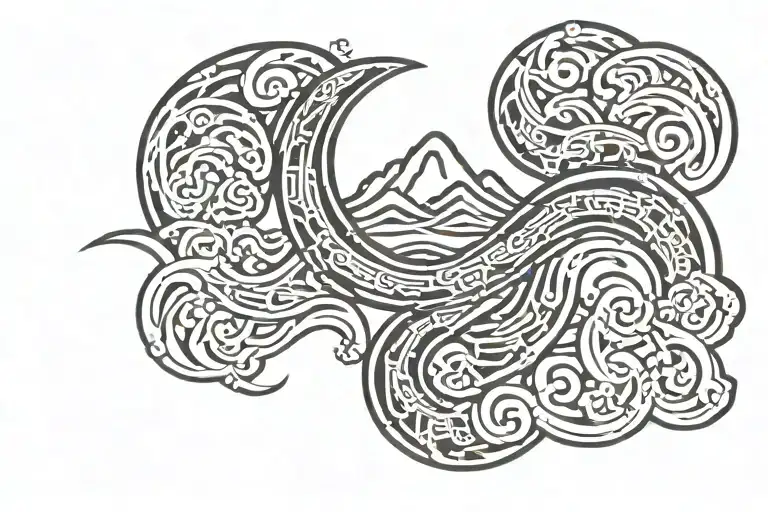 Waves Mountains Gye Nyame Symbol