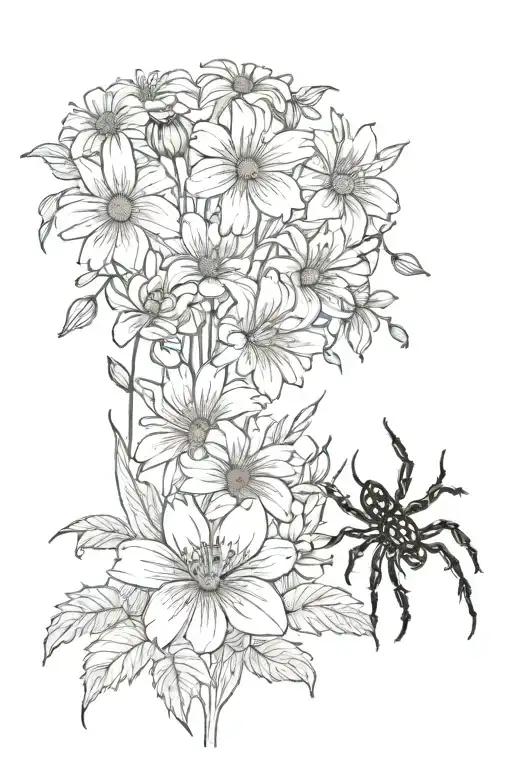 Flowers And Spider