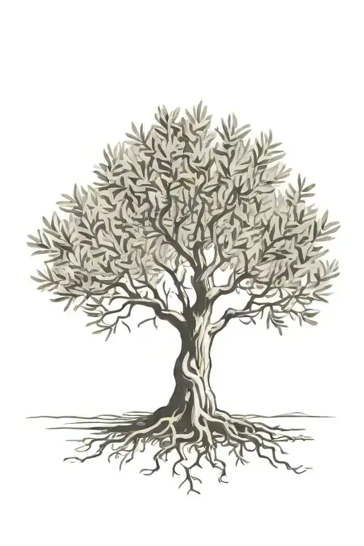 Black And White Olive Tree With Roots