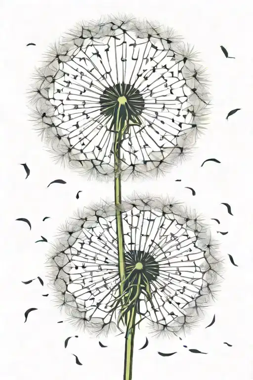 Big Dandelion With Sum Of The Flower Pieces Flying Away