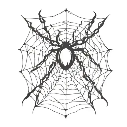 Spider With Eyes Melting In The Center Of A Web