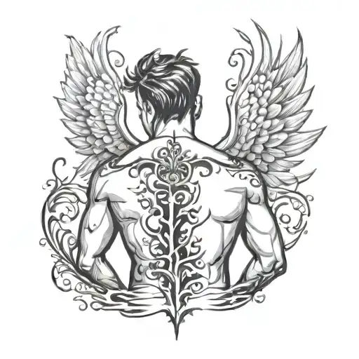 Rebirth Back Tattoo Male