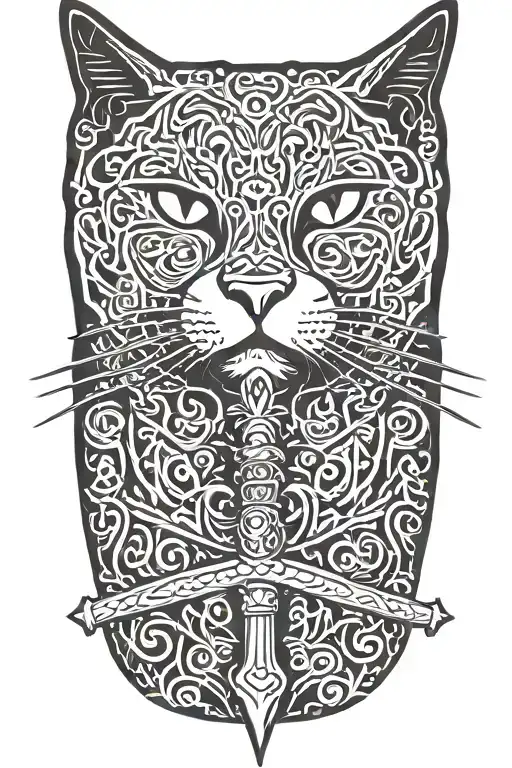 Cat With Sword In Mouth