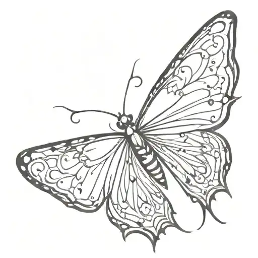 Fairy Butterfly Fine Line Art