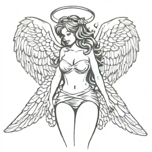 Sexy Lady Angel Wings Curvy Body