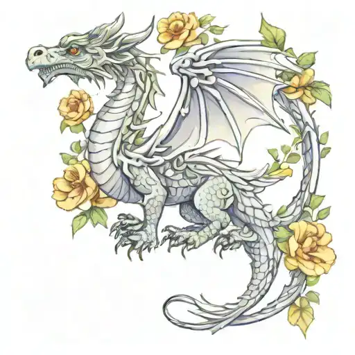 Angelic Looking Dragon With Flowers Growing