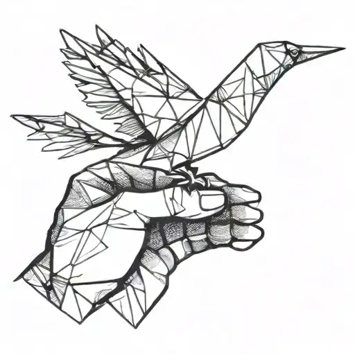 Open Hands Holding A Origami Bird Made From Money