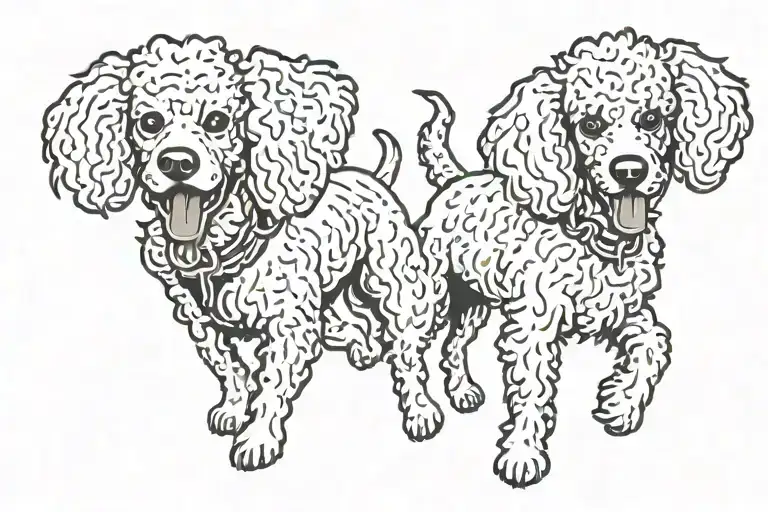 Two Poodles Dog Fight Teeth