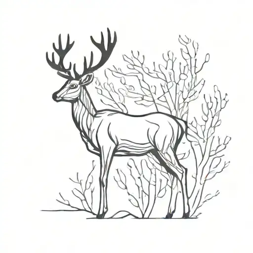 Fine Line Deer Standing