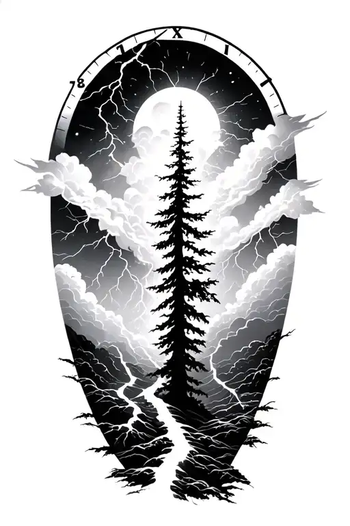 Lightining Storm And Time And Nature