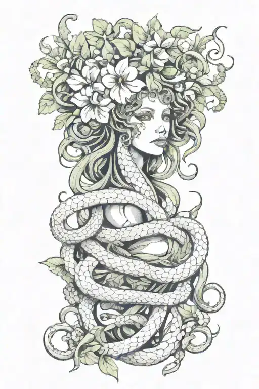 Medusa Flowers And Snakes Wrapped