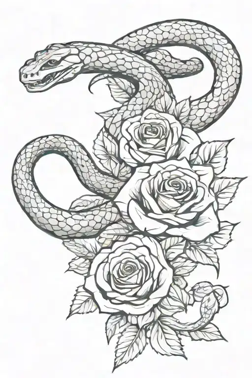 Medusa Roses And Snake Wrapped