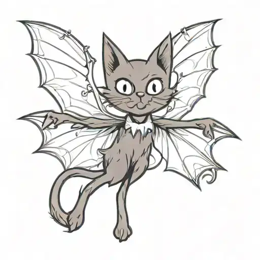 Black Cat With Bat Wings