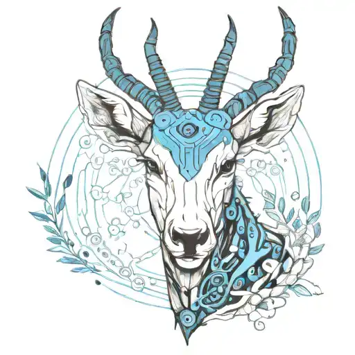 Impala Cyborg Face With Blue Details Nature