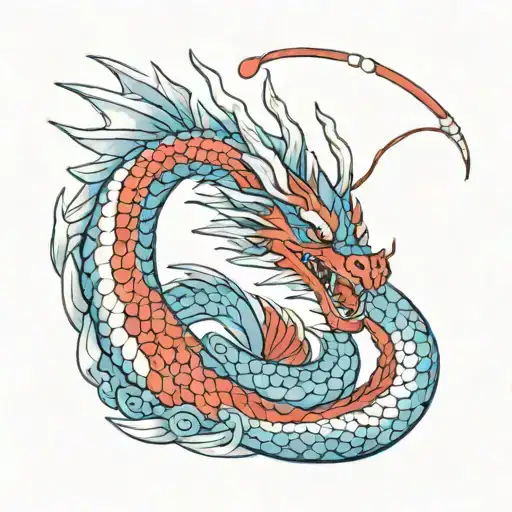 Red And Blue Dragon Wrapped