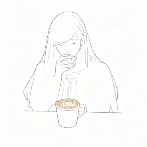 A Girl Drinking A Cup Of Coffee