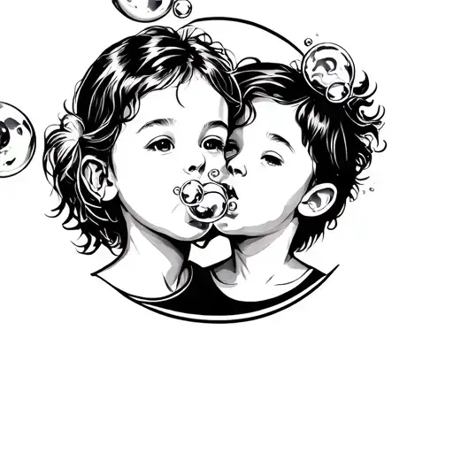 Children Blowing Bubbles