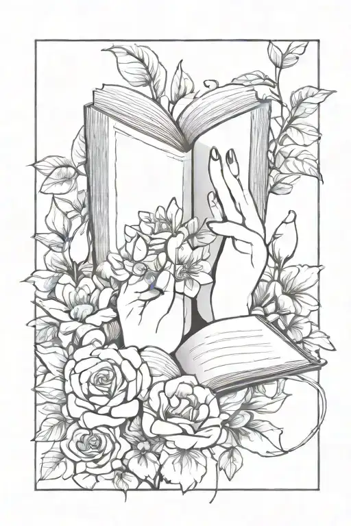 Open Book With Good Girl Written On It With Two Sets Of Hands In A Bdsm Stlye Surrounded By Flowers