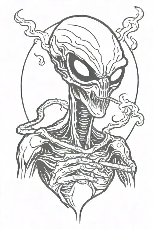 Alien Smoking Cigarette