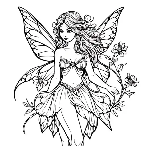 Fairy With Flower Fairy Drawing
