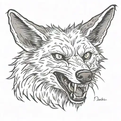 Rabid Coyote With Demon Horns