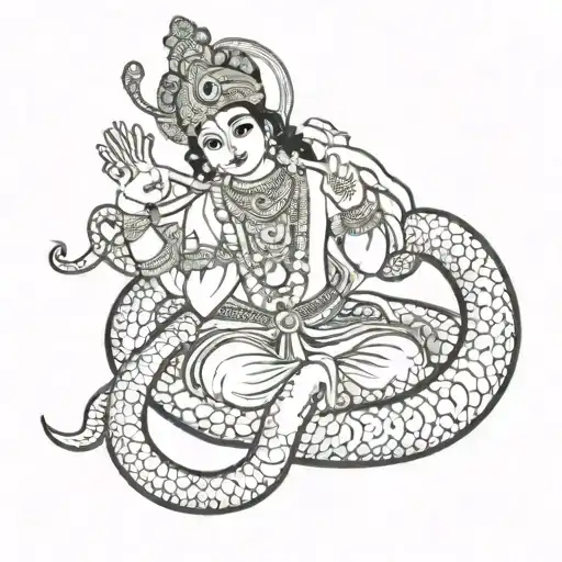 Lord Krishna With Some Snake