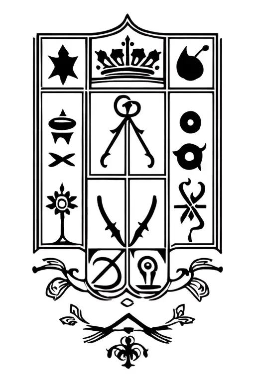 Family Crest Featuring Iconic Symbols