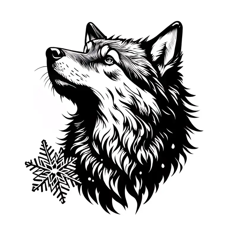 Snowflakes Turning Into Wolf Howling